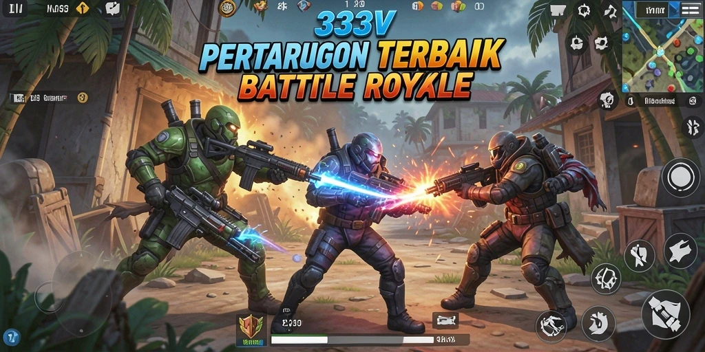 Screenshot gameplay 333V menampilkan aksi seru dalam pertempuran Battle Royale.