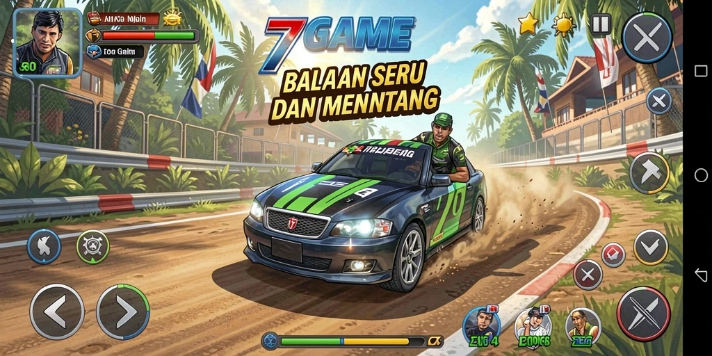 Tampilan gameplay balapan yang mendebarkan dan penuh aksi.