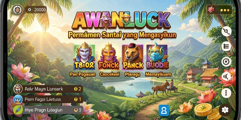 Screenshot AWANLUCK menampilkan karakter menggemaskan dalam gameplay santai.