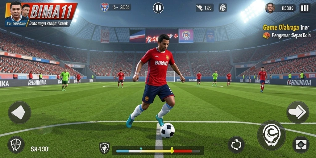 Screenshot BIMA11 menampilkan momen seru pertandingan sepak bola.