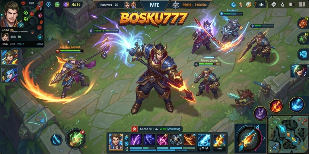 Screenshot menunjukkan aksi seru dalam pertempuran MOBA.