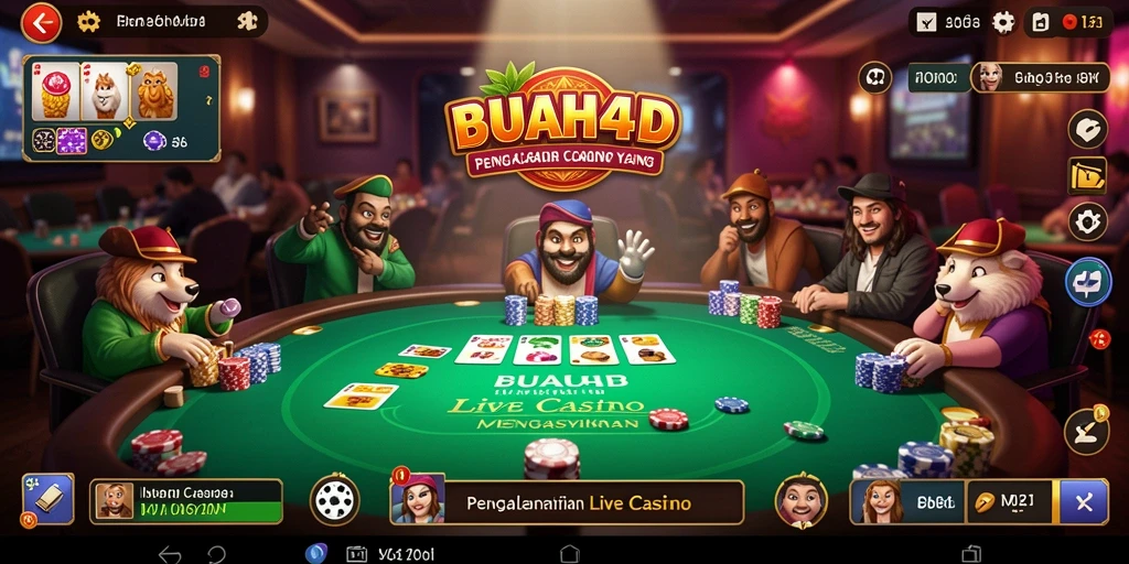 Tampilan gameplay menarik dalam BUAH4D dengan dealer langsung.