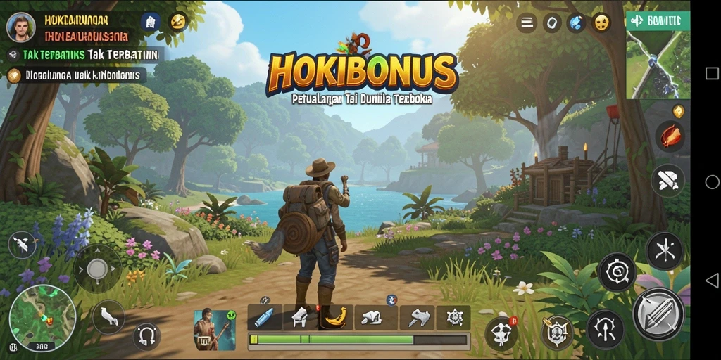 Tampilan gameplay HOKIBONUS di dunia terbuka yang luas.
