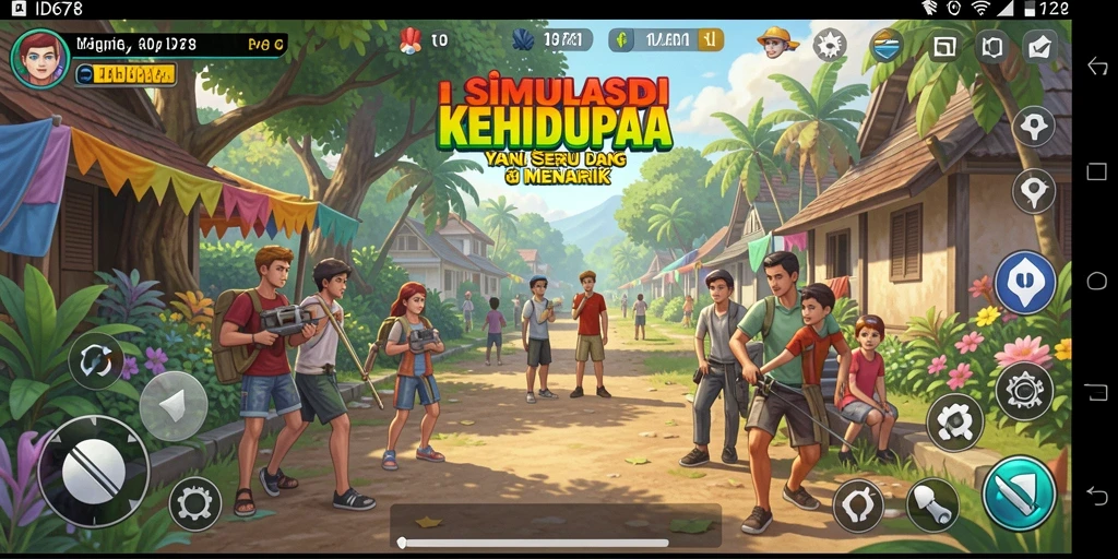 Screenshot gameplay ID678 menampilkan dunia simulasi yang dinamis dan interaktif.