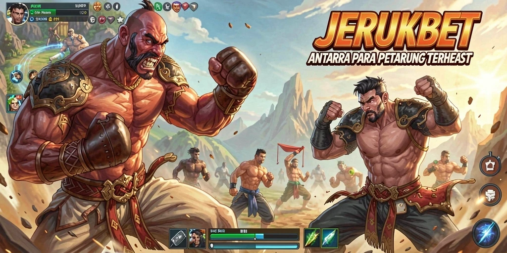 Tampilan seru dari gameplay pertarungan JERUKBET.