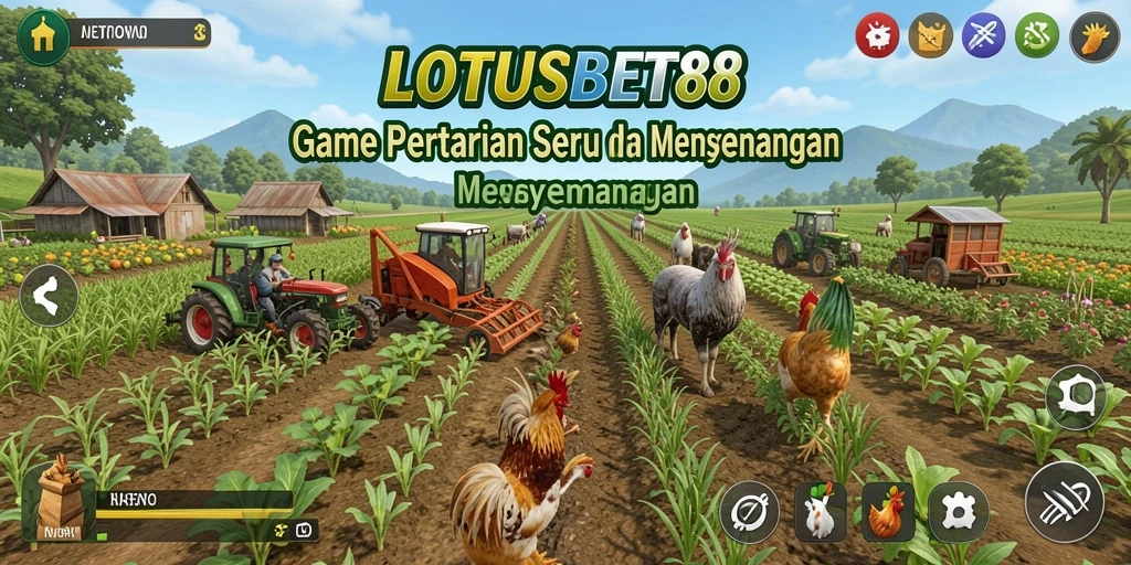 Screenshot gameplay LOTUSBET88 menampilkan aktivitas bertani yang seru dan interaktif.