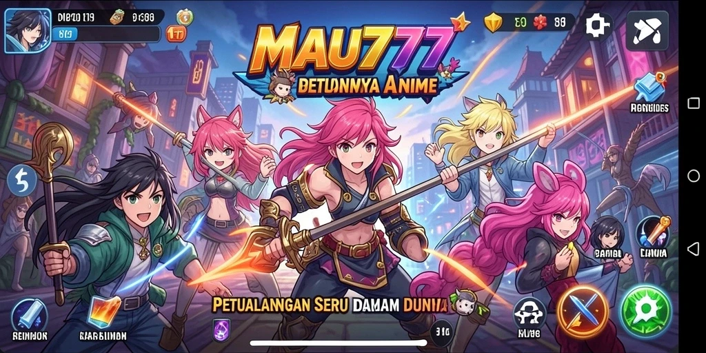 Tampilan screenshot gameplay MAU777 yang menampilkan karakter anime yang beraksi.