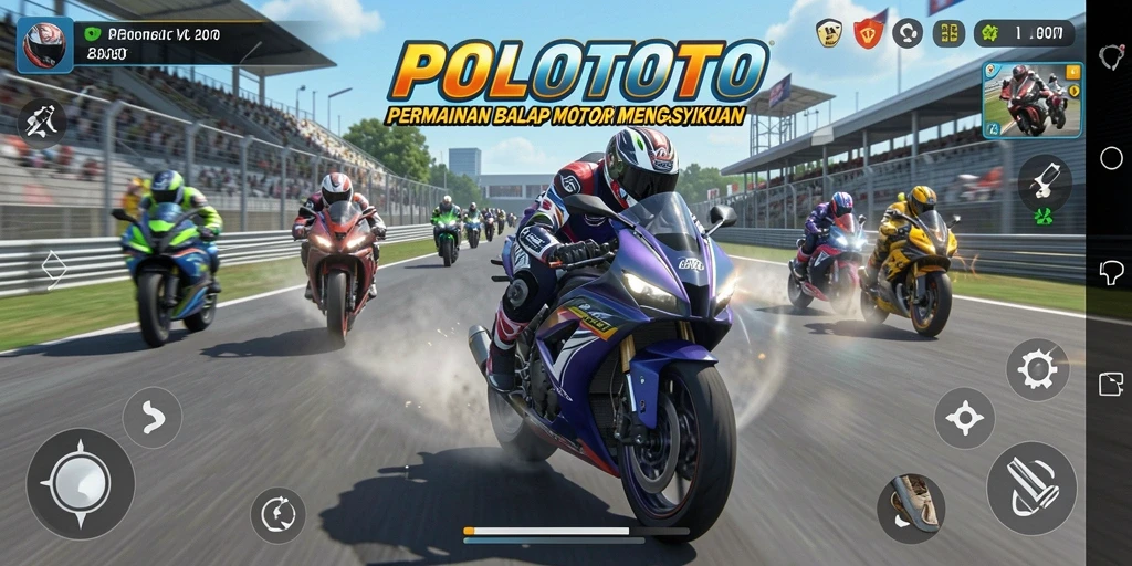 Tampilan gameplay seru dari balapan motor di POLOTOTO.