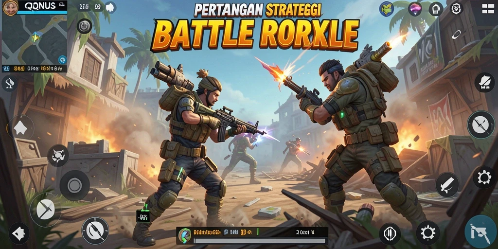 Gameplay mendebarkan dalam pertempuran Battle Royale yang intens.