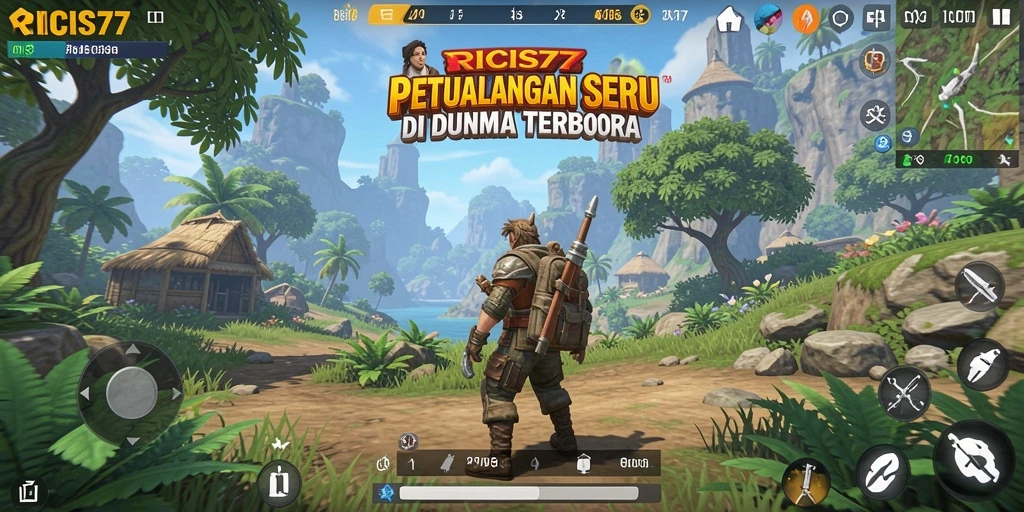 Screenshot gameplay RICIS77 menampilkan eksplorasi dunia terbuka yang menakjubkan.