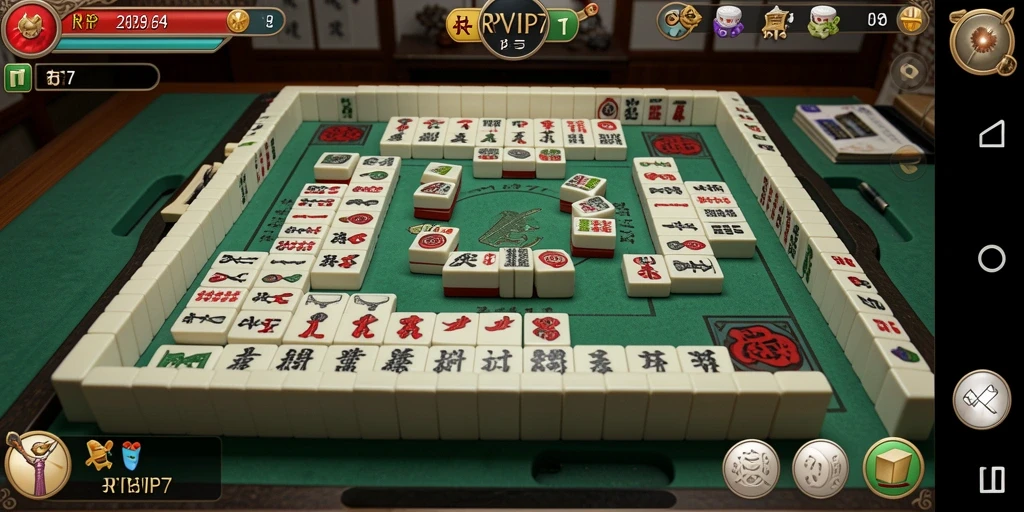 Screenshot gameplay RPVIP7 menunjukkan aksi strategis permainan Mahjong.