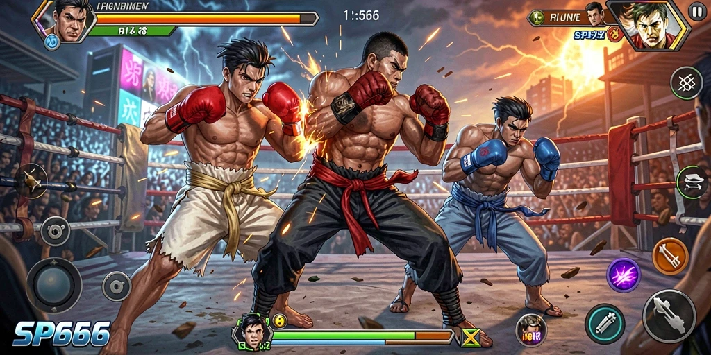 Screenshot gameplay SP666 yang memukau dalam pertarungan Fighting.