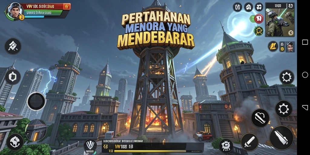 Tampilan gameplay menara yang intens dan menarik di VW108.