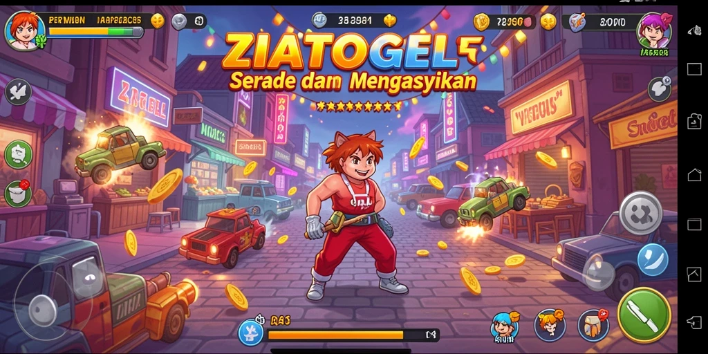 Tampilan gameplay ZIATOGEL yang seru dan berwarna.